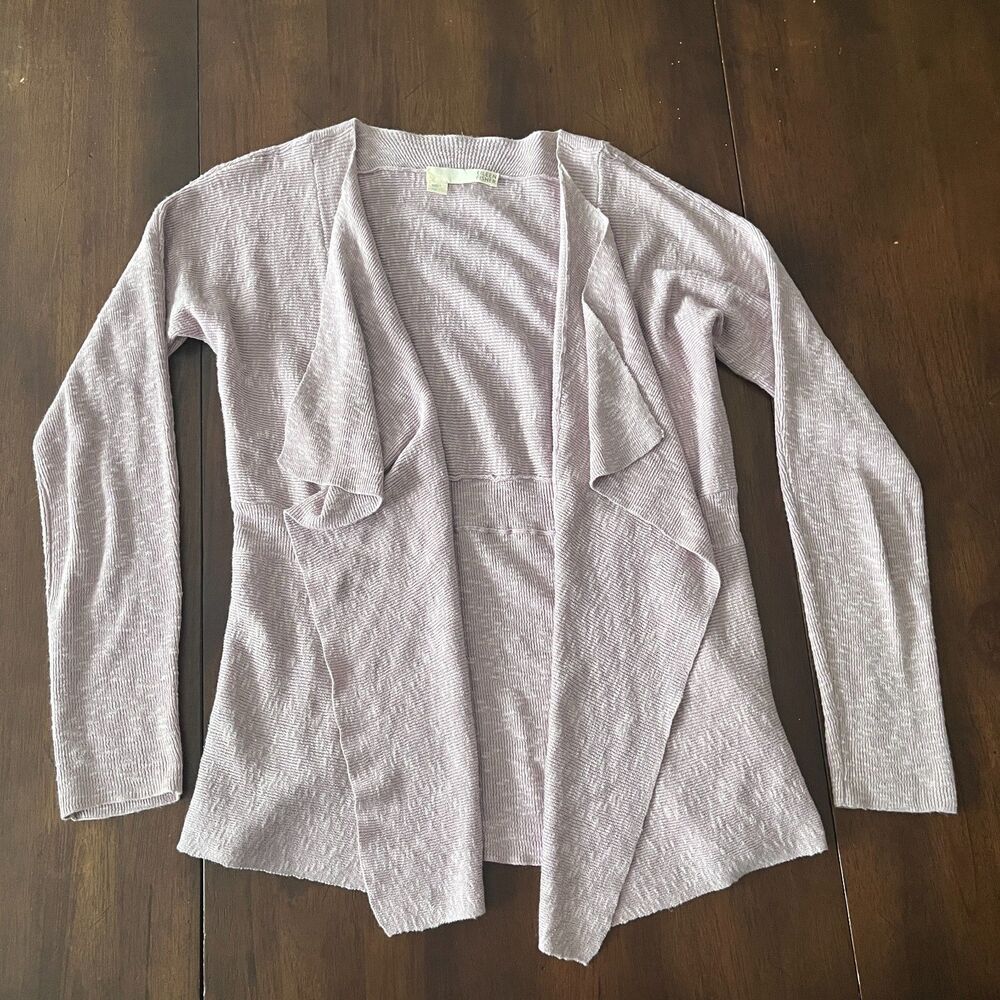 Eileen Fisher Cotton Linen Blend Open Front Drape Cardigan Purple Women's XS - Picture 2 of 9